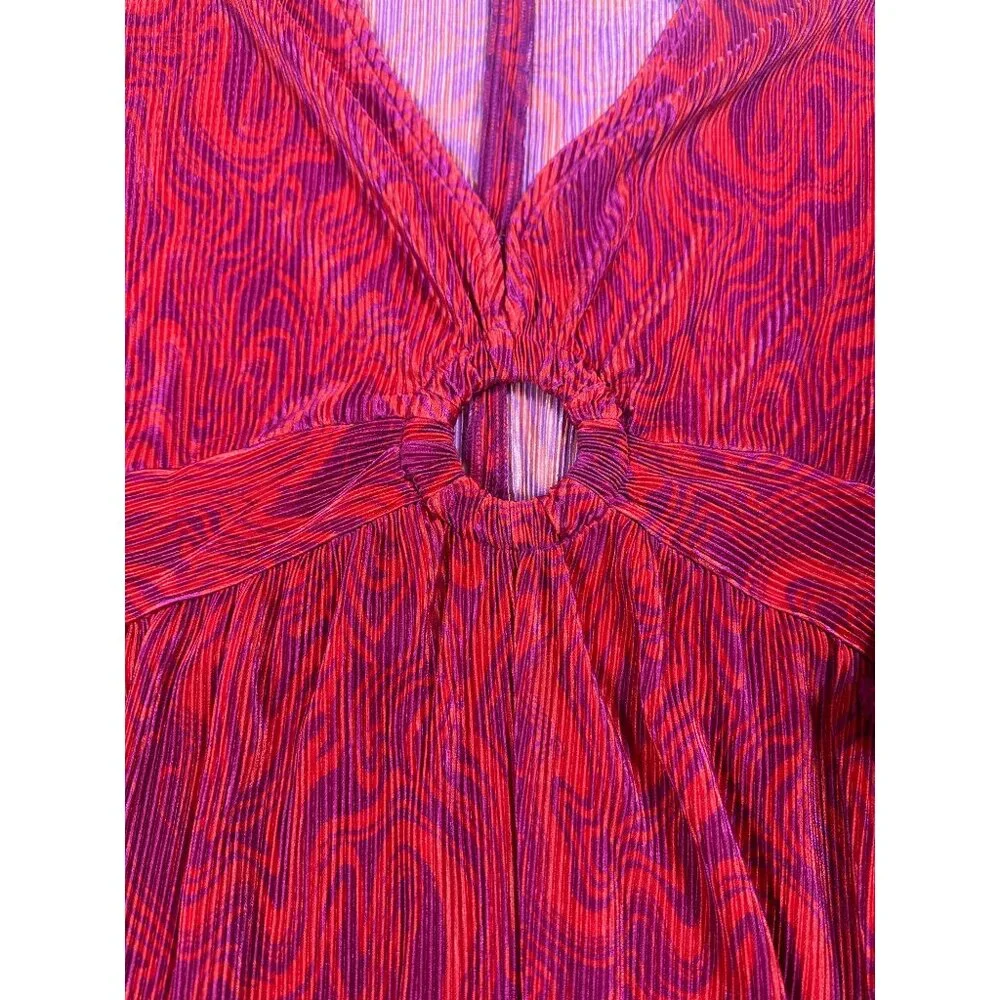 NWT Nina Parker Prism Maxi Dress  Keyhole Pleated Orange Pink 3X - Picture 8 of 9